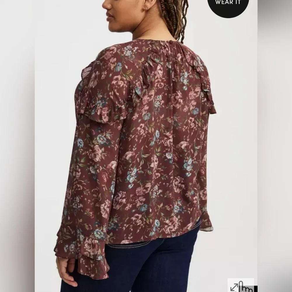 Torrid Chiffon Ruffle Ruffle Sleeve Top - Picture 5 of 10